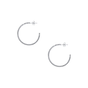 Flexible Pave Hoop Pierced Earrings  White Gold Plated Pave set Cubic Zirconia 1" Diameter