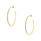 Flexible Pierced Pave Hoops Yellow Gold Plated Pave set Cubic Zirconia 2" Diameter