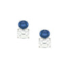 Oval Sapphire & Clear Emerald Crystal Earrings  White Gold Cubic Zirconia  0.77" Length x 0.52 Width