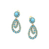 Small Turquoise Open Concentric Teardrop Earrings with Clear & Gold Rondelles  Yellow Gold Plated 1.0" Length X 2.0" Width