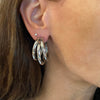 White Gold Plated Triple Hoop Pierced Earring  White Gold Plated 1.30" Diameter 0.15" Thick