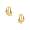 Yellow Gold Plated Triple Hoop Pierced Earring  Yellow Gold Plated 1.30" Diameter 0.15" Thick