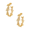 Butterfly CZ Pierced Hoop Earrings  Yellow Gold Plated Pave Set CZs 1.25" Hoop 