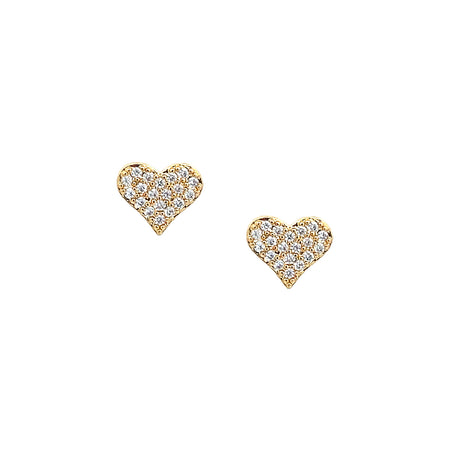 Pave CZ Heart Pierced Studs   18K Yellow Gold Plated 0.28" Long X 0.32" Wide