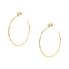Crystal Topper Pierced Hoop Earrings  Yellow Gold Plated 2.3" Diameter