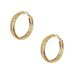 Wide Flat Hoop Pierced Earrings  Yellow Gold Plated 2" Diameter  As Seen on Today's Jill Martin's Spring Fashion Trends