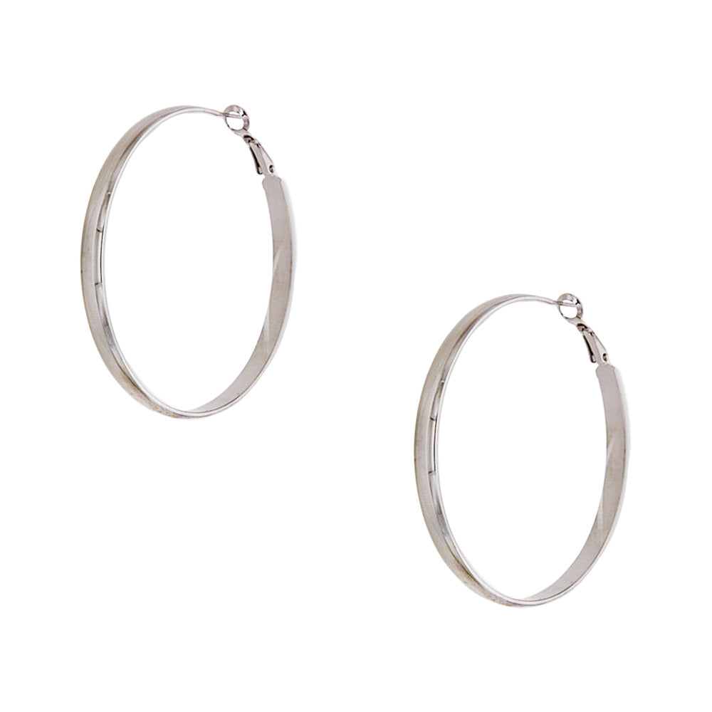 Flat Tube Hoop Pierced Earrings  • White Gold Plated • 2.25'' Diameter  As worn by Hoda Kotb