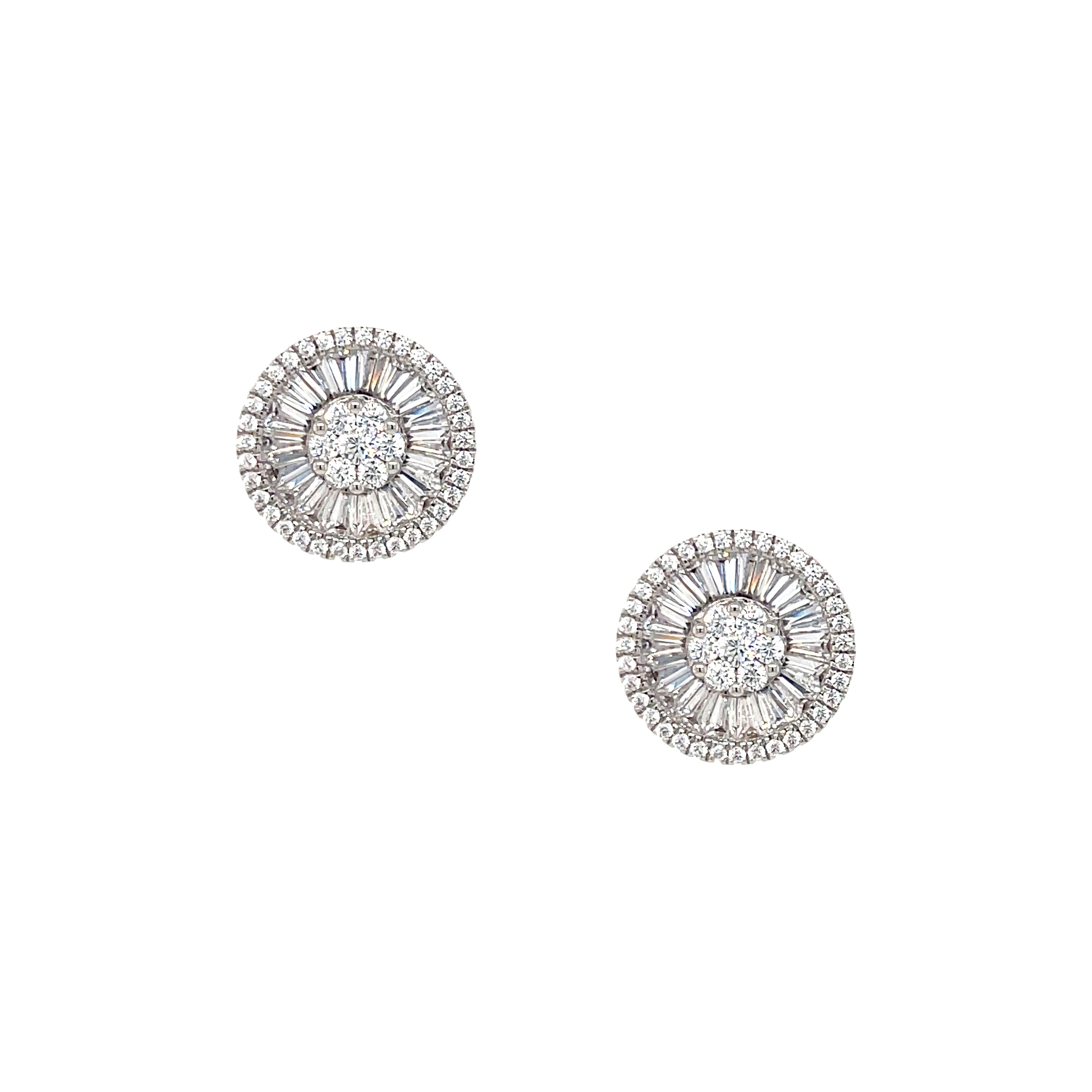 <p>Round Baguette Stud Pierced Earrings&nbsp;</p> <ul> <li>14K White Gold Plated</li> <li>0.63" Diameter</li> </ul> <p>&nbsp;</p> <p><span style="color: #ff2a00;">While supplies last. All Deals Of The Day sales are FINAL SALE.</span></p>