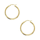 Gold Medium Size Round Hoops  14K Yellow Gold 1.5" Diameter 3MM Width