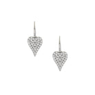Pave CZ Heart Drop Pierced Earrings  White Gold Plated 1.03" Long X 0.54" Wide