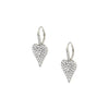 Pave CZ Heart Drop Pierced Earrings  White Gold Plated 1.03" Long X 0.54" Wide