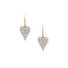 Pave CZ Heart Drop Pierced Earrings  Yellow Gold Plated 1.03" Long X 0.54" Wide