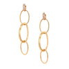 Triple Oval Link with Pierced Huggie Top Earrings  Yellow Gold Plated 4.25" Length 1.32" Widest Link 0.60" Huggie Top