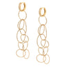 Interlocking Gold Hoop Drape with Huggie Topper Pierced Earrings  Elevate your look with these stunning statement earrings without overwhelming your outfit. Plus, you can rock the huggies on its own for a more subtle elegance.  18K Yellow Gold Plated Huggies: Pave Cubic Zirconia 4.50" Length X 0.75" Width