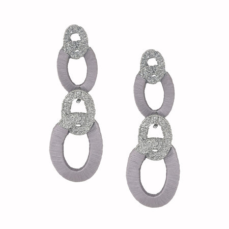 Purple Wrap Multi Circle Earrings  White Gold Plated Largest Oval: 4.10" Length X 1.38" Width Pierced 
