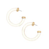 White Tube Hoop Pierced Earrings  Yellow Gold Plated 2.45" Diameter 0.40" Thick