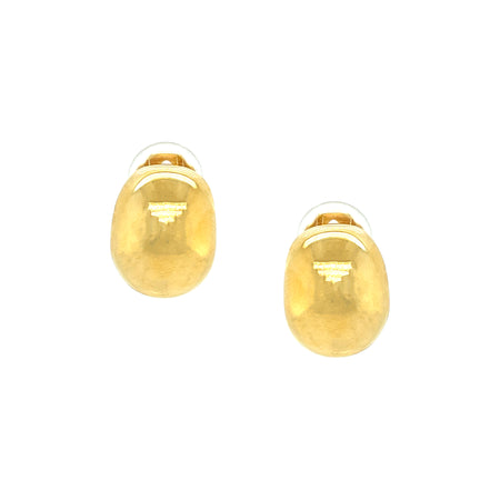 Chunky Hoop Clip On Earrings  Yellow Gold Plated 0.82" Long X 0.65" Wide