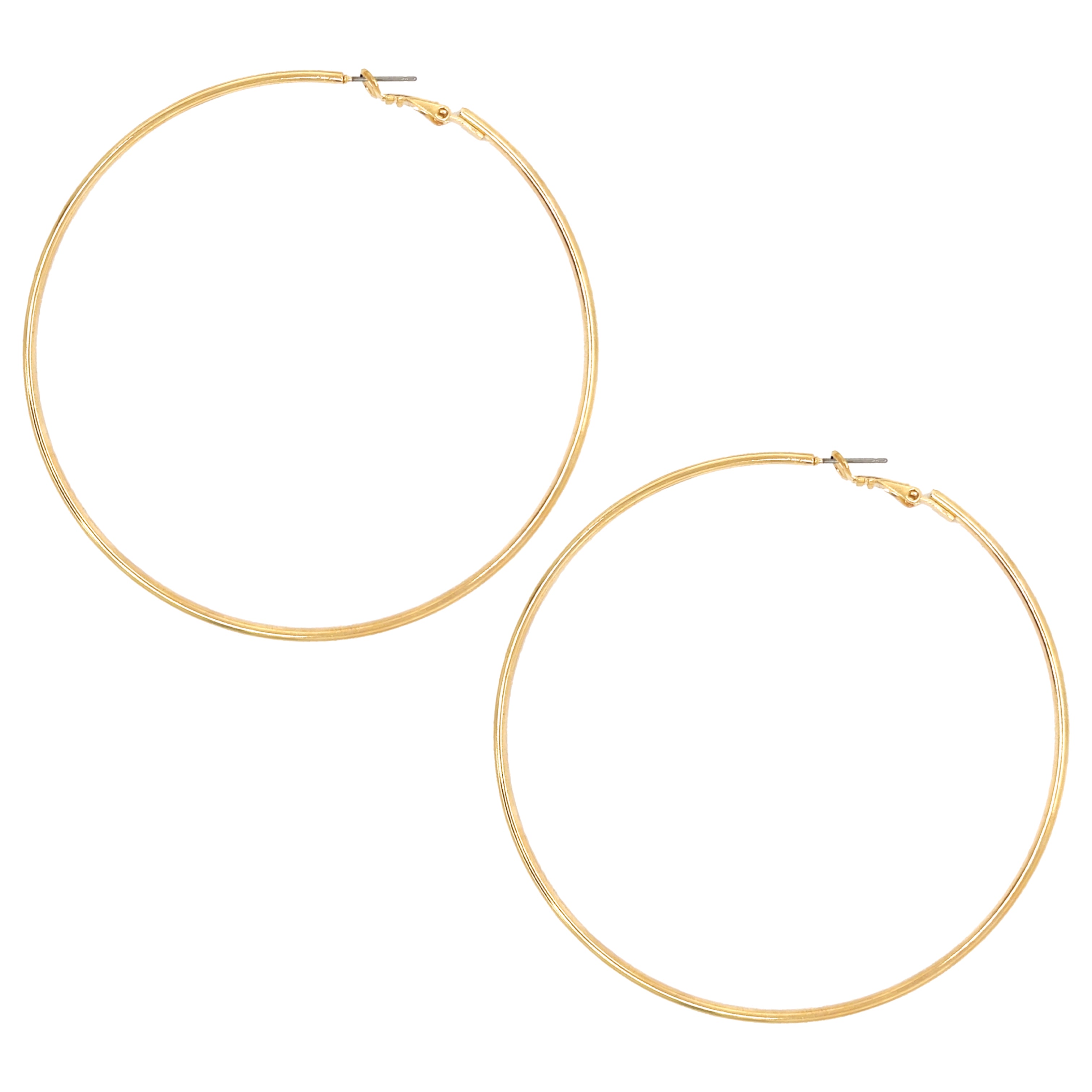 Large Yellow Gold Hoop Pierced Earrings  Yellow Gold Plated 3.5" Diameter    As Seen on Today's Jill Martin's Spring Fashion Trends