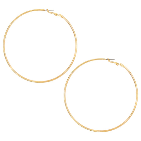Large Yellow Gold Hoop Pierced Earrings  Yellow Gold Plated 3.5" Diameter    As Seen on Today's Jill Martin's Spring Fashion Trends view 1