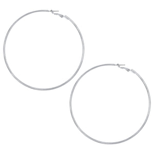 Large White Gold Hoop Pierced Earrings  White Gold Plated 3.5" Diameter    As featured on TODAY's Kathie Lee Gifford