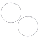 Large White Gold Hoop Pierced Earrings  White Gold Plated 3.5" Diameter    As worn by Tamron Hall on the Tamron Hall Show 