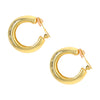 Thick Tube Hoop Clip On Earrings  Yellow Gold Plated 1.33" Long X 0.33" Wide