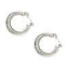 Thick Tube Hoop Clip On Earrings  White Gold Plated 1.33" Long X 0.33" Wide