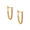 Pink Crystal Chain Drop Earrings  Yellow Gold Plated Pink Cubic Zirconia 1.0" Length Stones: 0.10" Diameter Pierced