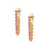 Pink Crystal Chain Drop Earrings  Yellow Gold Plated Pink Cubic Zirconia 1.0" Length Stones: 0.10" Diameter Pierced