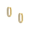 Gold Plated Pave Huggie Pierced Earrings  Yellow Gold Plated 0.56" Diameter 2.4MM Thick Prong Set CZs