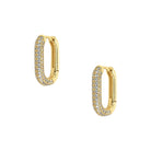 Gold Plated Pave Huggie Pierced Earrings  Yellow Gold Plated 0.56" Diameter 2.4MM Thick Prong Set CZs