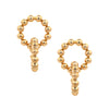 Double Circle Bead Pierced Earrings  Yellow Gold Plated Bead: 0.24" Diameter 1.75" Long