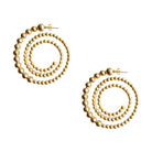 Coil Beaded Hoop Earrings  Yellow Gold Plated 2" Diameter