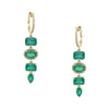 14K Gold Emerald & Diamond Drop Pierced Earrings  14K Yellow Gold 0.17 Diamond Carat Weight 5.97 Emerald Carat Weight 1.72" Long X 0.35" Wide