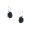 14K White Gold Diamond Pave & Blue Sapphire Drop Pierced Earrings  14K White Gold 0.15 Diamond Carat Weight 3.67 Blue Sapphire Carat Weight 0.9" Long X 0.4" Wide