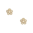 Gold Pave Diamond & Diamond Slice Pierced Earrings 14K Yellow Gold 0.61 Pave Diamond Carat Weight 0.88 Diamond Slice Carat Weight 0.60" Diameter