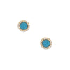 Pave Diamond & Turquoise Circle Earrings  14K Yellow Gold 0.20 Turquoise Carat Weight 0.07 Diamond Carat Weight 0.23" Diameter