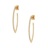 Pave Diamond Pointed Hoop Pierced Earrings 14K Yellow Gold 0.34 Diamond Carat Weight 1.25" Long x 0.5" Wide