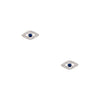 Diamond Pave & Blue Sapphire Evil Eye Stud Pierced Earrings  14K White Gold 0.07 Diamond Carat Weight 0.10 Blue Sapphire Carat Weight 0.19" Wide X 0.38" High