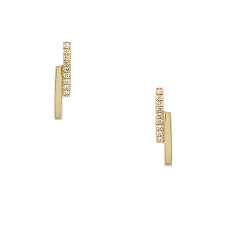 Gold & Diamond Double Bar Stud Earrings  14K Yellow Gold 0.40 Diamond Carat Weight 0.44" Long X 0.06" Wide