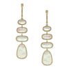 Diamond & Moonstone Multi Drop Pierced Earrings   • 14K Yellow Gold • 2.16" L X .43" W • Moonstone 12.09CT • Diamond .68CT
