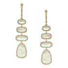 Diamond & Moonstone Multi Drop Pierced Earrings   • 14K Yellow Gold • 2.16" L X .43" W • Moonstone 12.09CT • Diamond .68CT