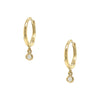 Diamond Bezel Dangle Huggie Pierced Earring  14K Yellow Gold 0.04 Diamond Carat Weight 0.63" Length  0.42" Diameter Due to popular demand please allow 4-6 weeks for delivery