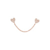 14K Rose Gold Diamond Heart Stud Chain Pierced Earring  14K Rose Gold 0.09 Diamond Carat Weight Hearts: 0.19" Chain: 1.10" Long Sold as a single earring