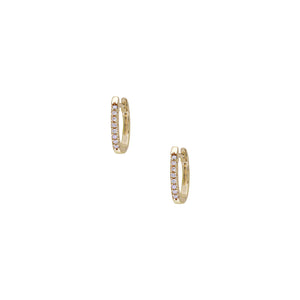 Pave Diamond Huggie Pierced Earrings  14K Yellow Gold 0.30 Diamond Carat Weight