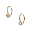 Pave Halo Diamond Huggie Earrings  14K Yellow Gold 0.22 Diamond Carat Weight 0.5" Long