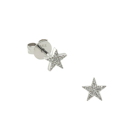 14K White Gold Diamond Star Stud Pierced Earrings  14K White Gold 0.05 Diamond Carat Weight Star: 0.20"