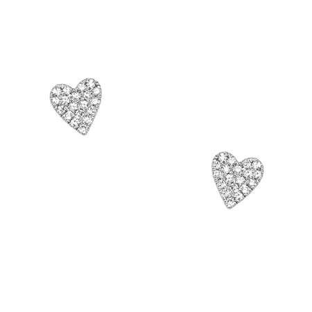 14K Gold Diamond Heart Stud Pierced Earrings  14K White Gold 0.08 Diamond Carat Weight Heart: 0.21" Long X 0.19" Wide