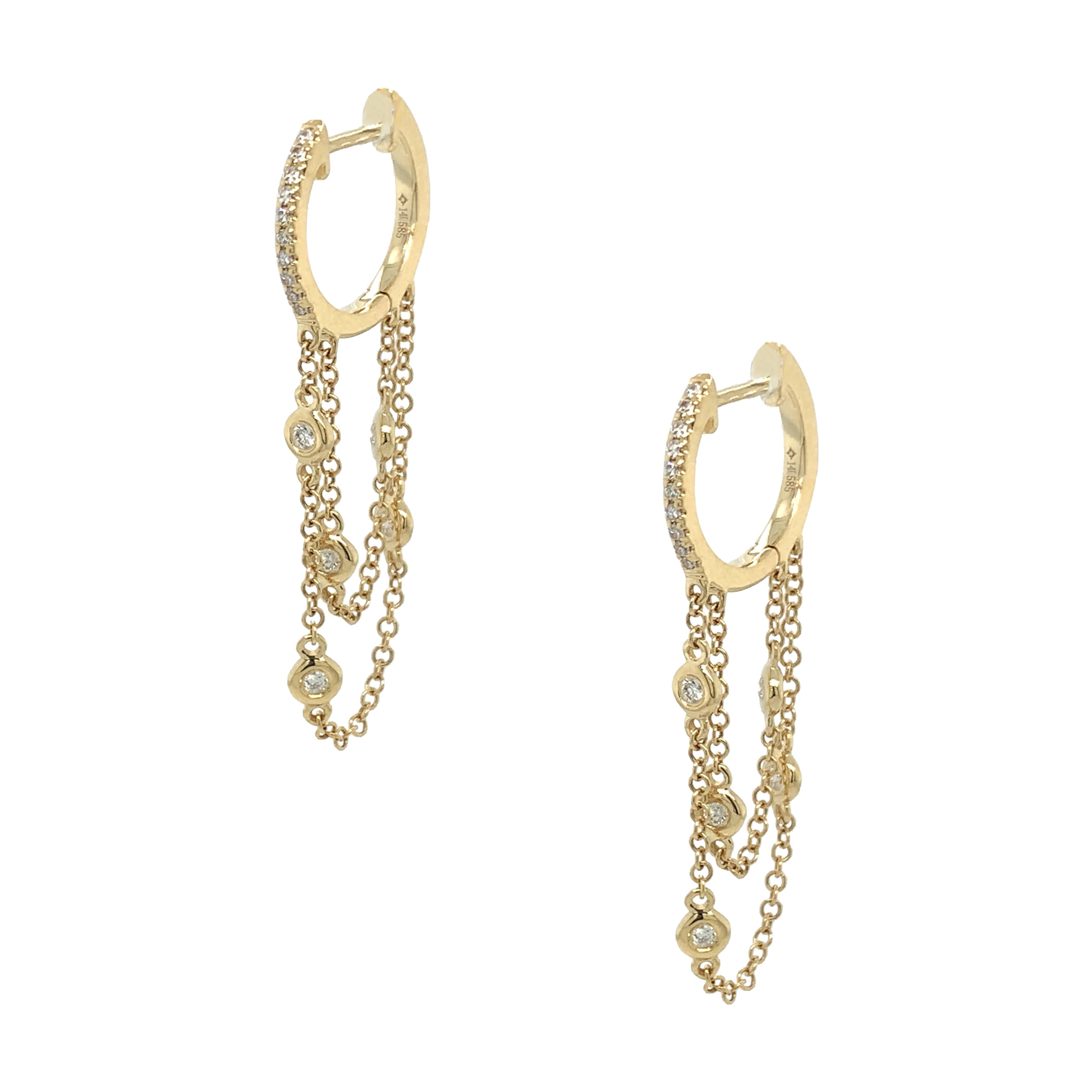 10K Yellow Gold Dainty Handcuff Earrings Double Piercing Huggies Hoop  Earrings 11x11 Women's Ladies Hoop Chain Earrings Connected Earrings -  Walmart.com