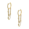 14K Yellow Gold Pave & Bezel Diamond Chain Huggie Pierced Earrings  14K Yellow Gold 0.15 Diamond Carat Weight Huggie: 0.50" Diameter 1.32" Long